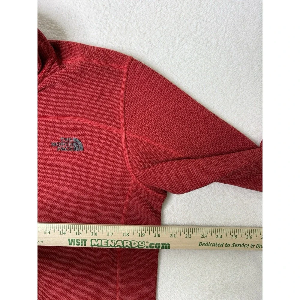 The North Face Pullover Men‎ Medium Red 1/4 Zip Fleece Hiking Waffle Knit Read